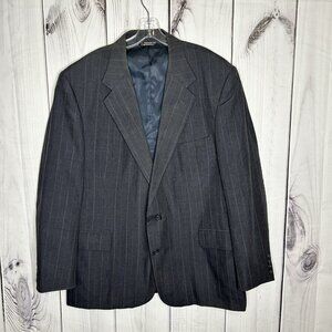 Hardwick Clothes Sport Coat Blazer Mens 44R Dark Gray Thin Striped USA